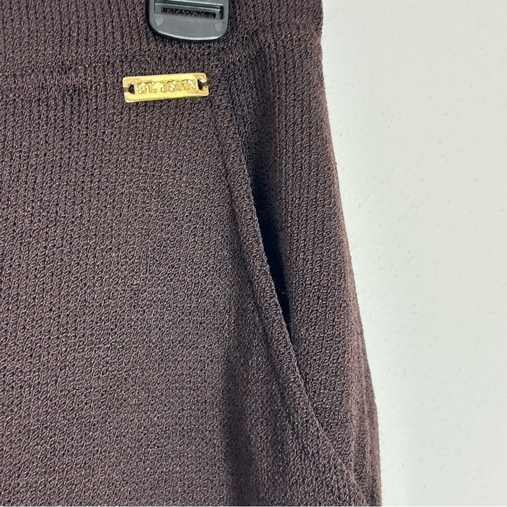 St. John Sport Essentials Marie Grey Classic Brown Trousers Elastic Waist Size M - Picture 5 of 13